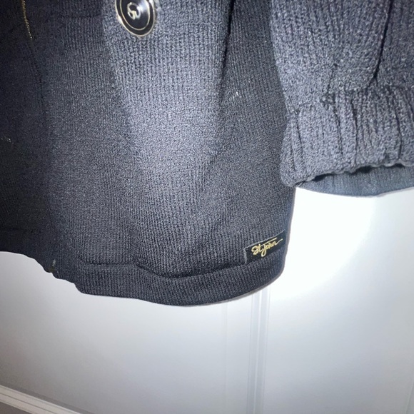 St. John Sport By Marie Gray Black Wool Blend Hooded zip Sweater Jacket - Picture 4 of 5